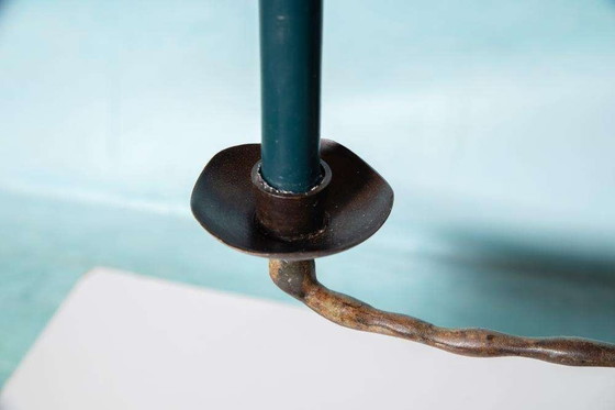 Image 1 of Vintage kandelaar 60s, Japandi bronze patinated chandelier