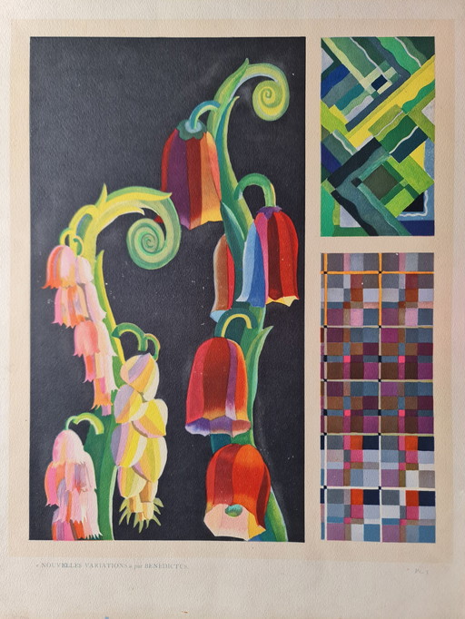 Edouard Benedictus kunstprint pochoirs antieke behang ontwerpen