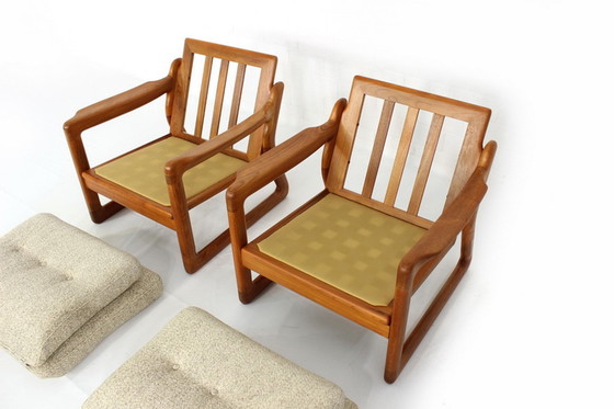 Image 1 of 2x Comfort Denmark Lounge Chair Mid-Century Deense Teak Lounge Chair met scheerwol