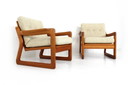 2x Comfort Denmark Lounge Chair Mid-Century Deense Teak Lounge Chair met scheerwol