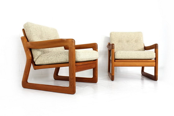 Image 1 of 2x Comfort Denmark Lounge Chair Mid-Century Deense Teak Lounge Chair met scheerwol