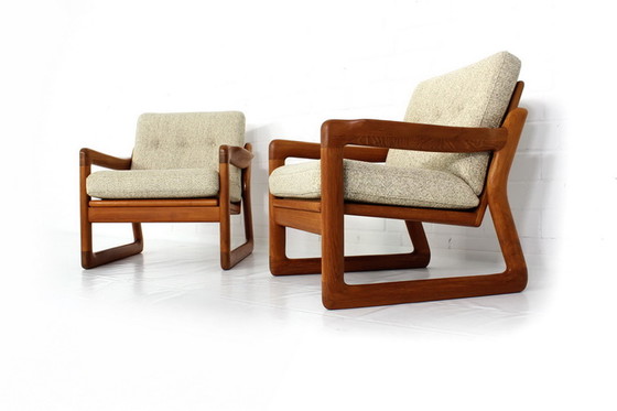 Image 1 of 2x Comfort Denmark Lounge Chair Mid-Century Deense Teak Lounge Chair met scheerwol