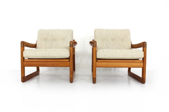 Image 1 of 2x Comfort Denmark Lounge Chair Mid-Century Deense Teak Lounge Chair met scheerwol