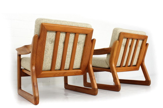 Image 1 of 2x Comfort Denmark Lounge Chair Mid-Century Deense Teak Lounge Chair met scheerwol