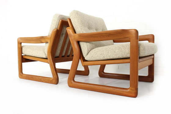 Image 1 of 2x Comfort Denmark Lounge Chair Mid-Century Deense Teak Lounge Chair met scheerwol