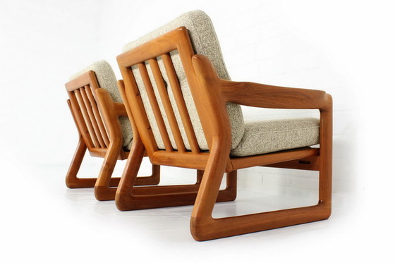 Image 1 of 2x Comfort Denmark Lounge Chair Mid-Century Deense Teak Lounge Chair met scheerwol