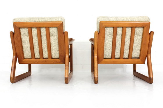 Image 1 of 2x Comfort Denmark Lounge Chair Mid-Century Deense Teak Lounge Chair met scheerwol