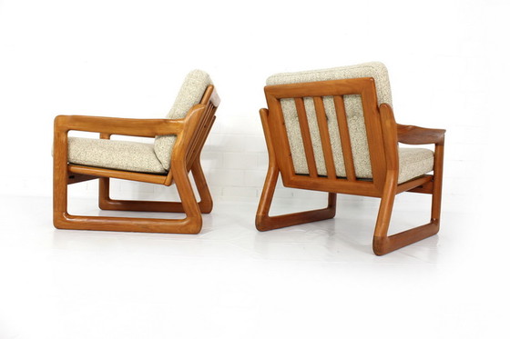 Image 1 of 2x Comfort Denmark Lounge Chair Mid-Century Deense Teak Lounge Chair met scheerwol