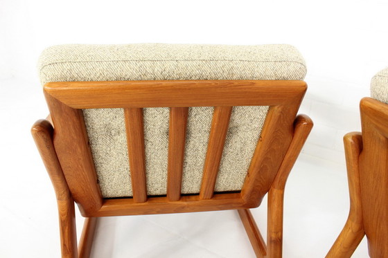 Image 1 of 2x Comfort Denmark Lounge Chair Mid-Century Deense Teak Lounge Chair met scheerwol