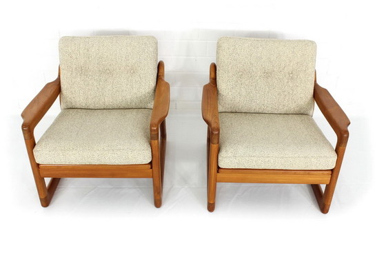 Image 1 of 2x Comfort Denmark Lounge Chair Mid-Century Deense Teak Lounge Chair met scheerwol