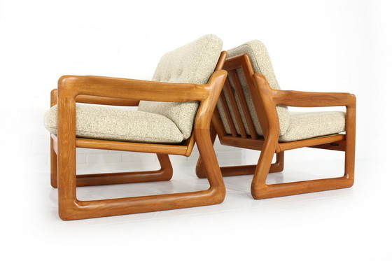 Image 1 of 2x Comfort Denmark Lounge Chair Mid-Century Deense Teak Lounge Chair met scheerwol