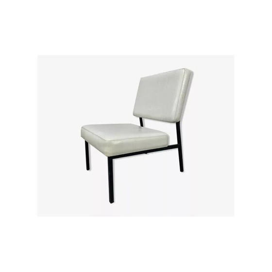 Image 1 of Vintage wit lederen fauteuil, jaren 1950