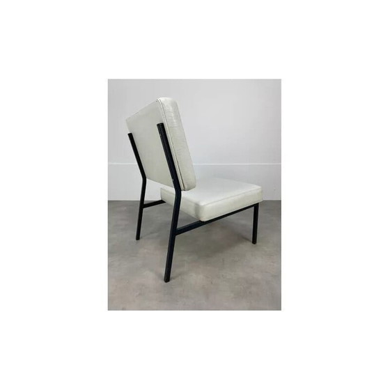 Image 1 of Vintage wit lederen fauteuil, jaren 1950