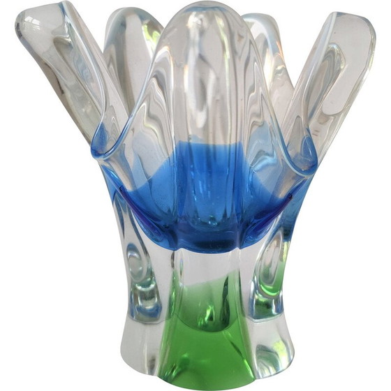 Image 1 of Vintage vaas in blauw metallurgisch glas van J. Hospodka, Tsjecho-Slowakije 1960