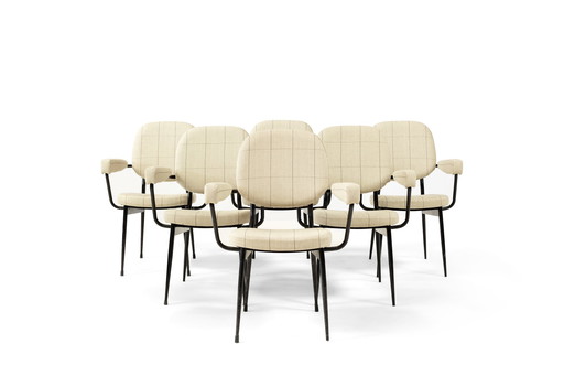 6x Italiaanse buisvormige eetkamerstoelen