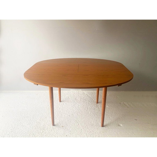 Vintage uitschuifbare eettafel in formica en beukenhout van Chaim Schreiber voor Schreiber Furniture, 1960