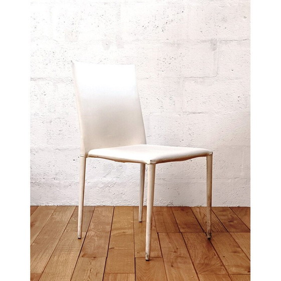 Image 1 of Arper vintage stoel in hout en wit leer