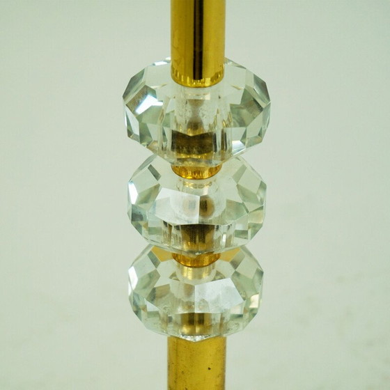 Image 1 of Vintage messing en kristallen vloerlamp van Lobmeyr Vienna Oostenrijks