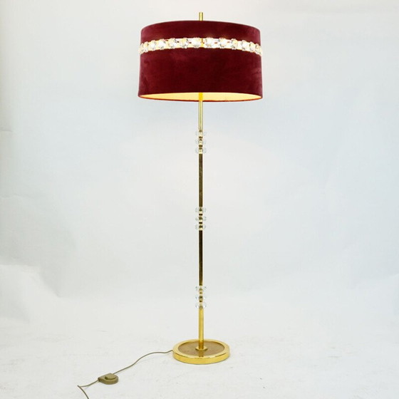 Image 1 of Vintage messing en kristallen vloerlamp van Lobmeyr Vienna Oostenrijks