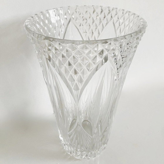 Image 1 of Vintage kristallen vaas art deco motieven 1950's