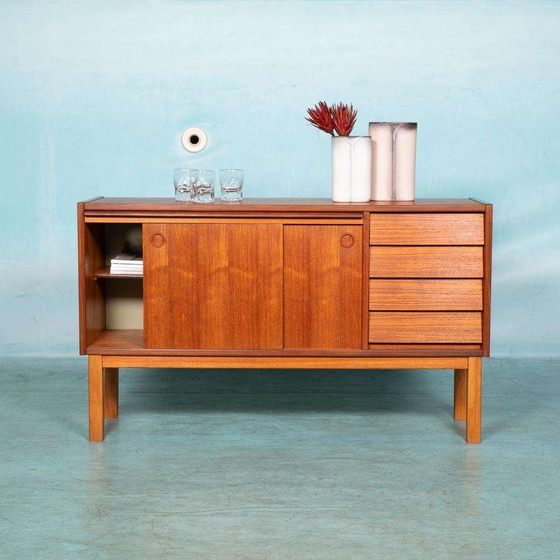 Image 1 of Vintage dressoir teak gerenoveerd, 60s sideboard Sweden