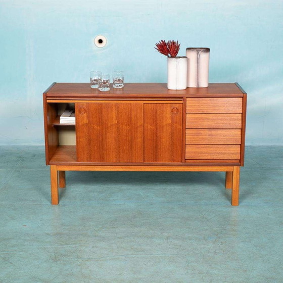 Image 1 of Vintage dressoir teak gerenoveerd, 60s sideboard Sweden