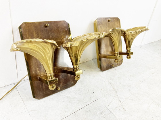 Image 1 of 2x vintage bloemen wandlampen