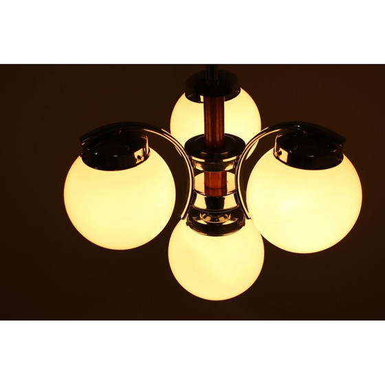 Image 1 of Vintage Art Deco kroonluchter van metaal en glas, Tsjecho-Slowakije 1930