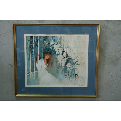 Vintage litho gesigneerd door Gilbert Michaud voor Atelier Gourdon, 1980