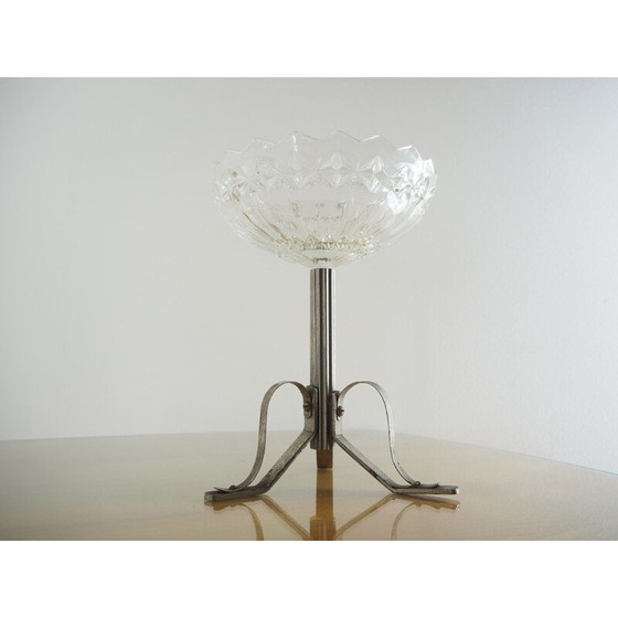 Image 1 of Vintage Art Deco serveerschaal van nikkel en glas, 1920