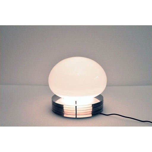 Vintage lamp in staal en geblazen glas van Tronconi, 1970