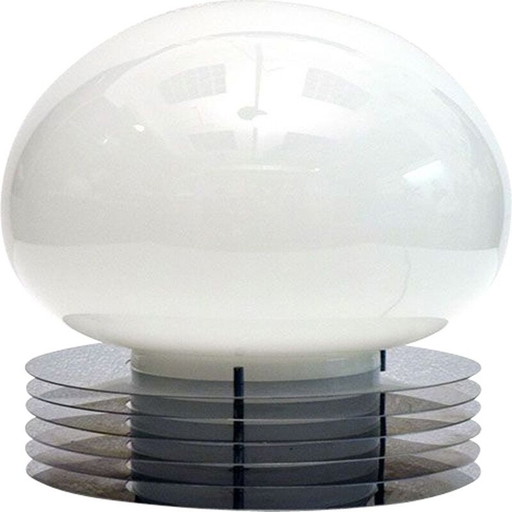 Vintage lamp in staal en geblazen glas van Tronconi, 1970