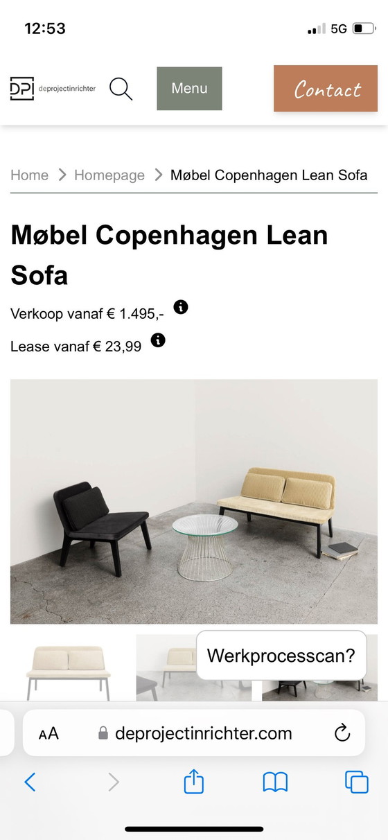 Image 1 of 2x Møbel Copenhagen Lean Lounge Sofa, 1X Lean Lounge Chair, 2X Tafel