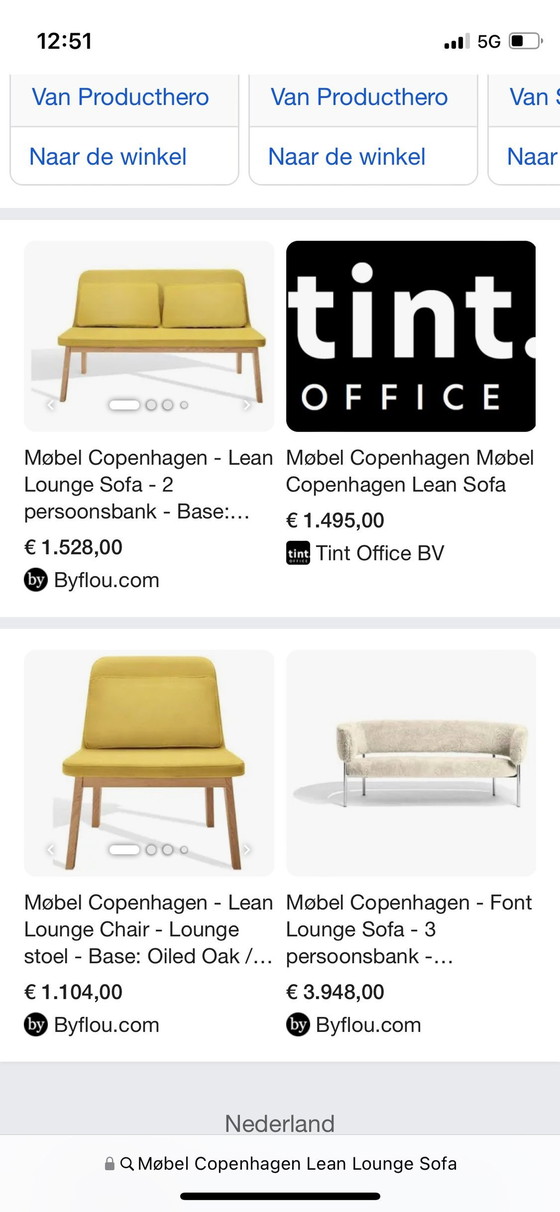 Image 1 of 2x Møbel Copenhagen Lean Lounge Sofa, 1X Lean Lounge Chair, 2X Tafel