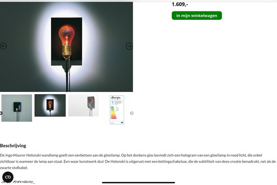 Image 1 of Ingo Mauer Holonski Wandlamp