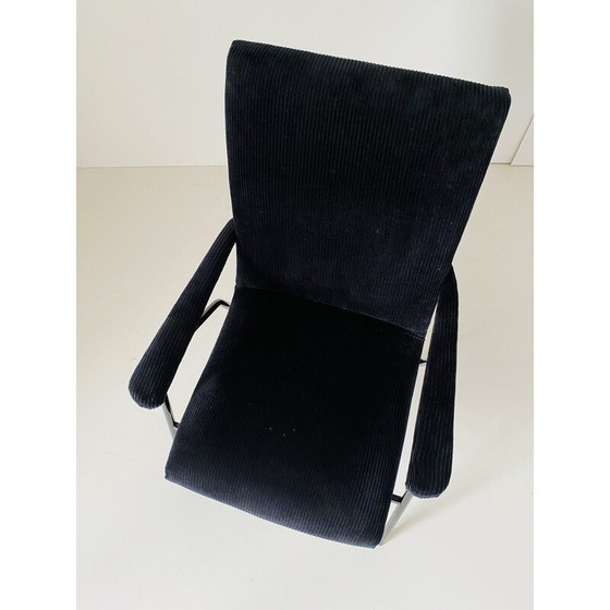 Image 1 of Vintage zwart fluwelen fauteuil, Italië 1960