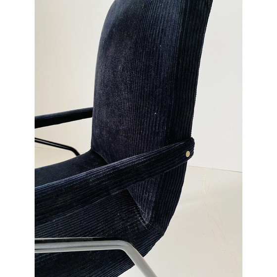 Image 1 of Vintage zwart fluwelen fauteuil, Italië 1960