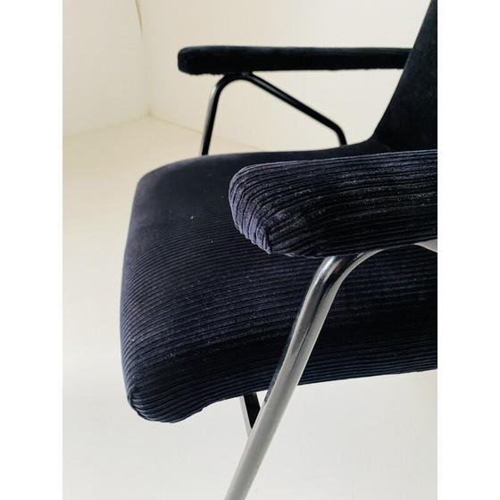 Image 1 of Vintage zwart fluwelen fauteuil, Italië 1960