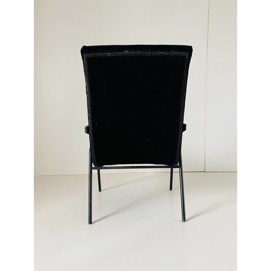 Image 1 of Vintage zwart fluwelen fauteuil, Italië 1960