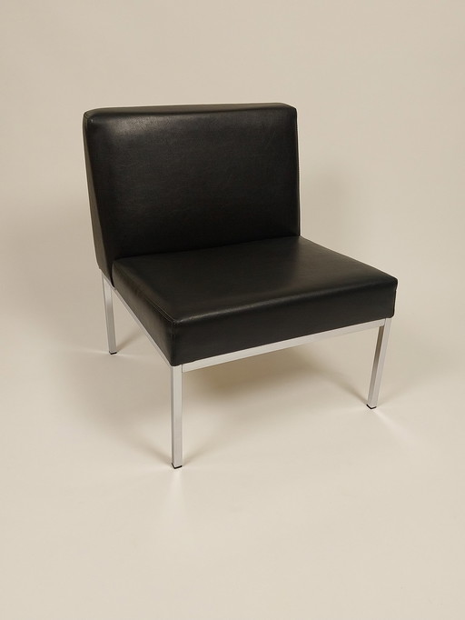 Lounge Chair Van Kunstleer En Chroom, Jaren 70