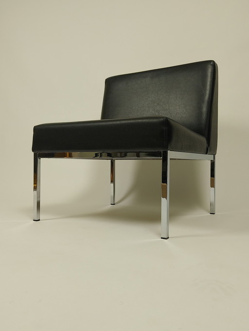 Lounge Chair Van Kunstleer En Chroom, Jaren 70