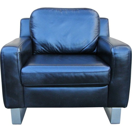 Vintage leren fauteuil van Musterring, Duitsland 1980
