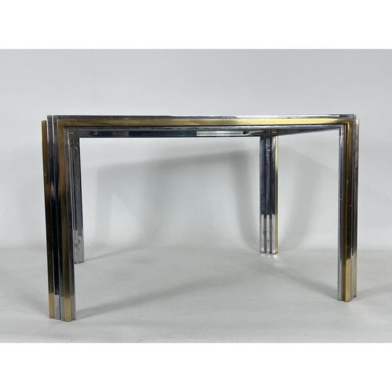 Image 1 of Mid Century bijzettafel van chroom en messing, 1970