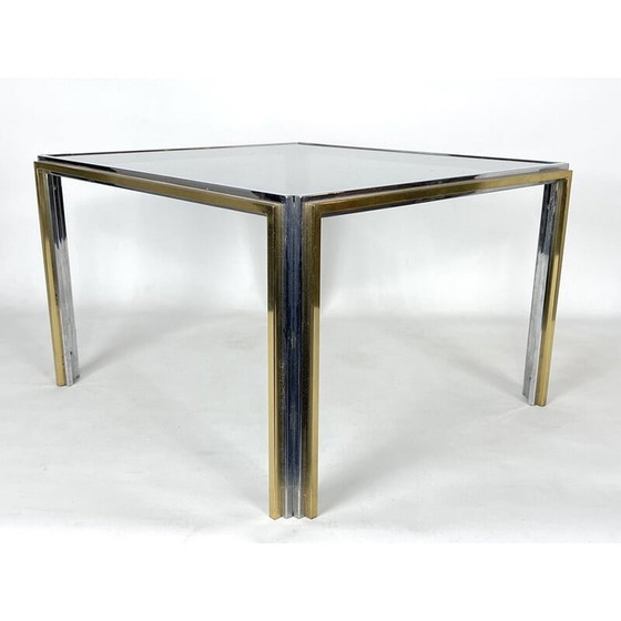 Image 1 of Mid Century bijzettafel van chroom en messing, 1970