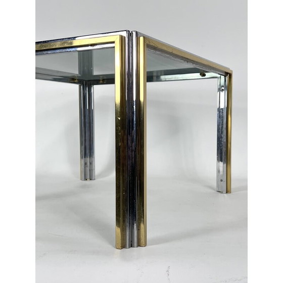 Image 1 of Mid Century bijzettafel van chroom en messing, 1970