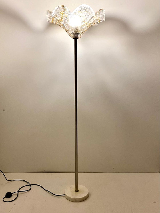 Image 1 of 1X Midcentury Moderne Vloerlamp van Murano en Carrara Marmer, Italië 1960