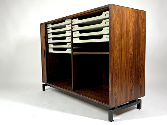 Image 1 of Mid Century Deense palissander archiefkast met jaloeziedeur, 1960S