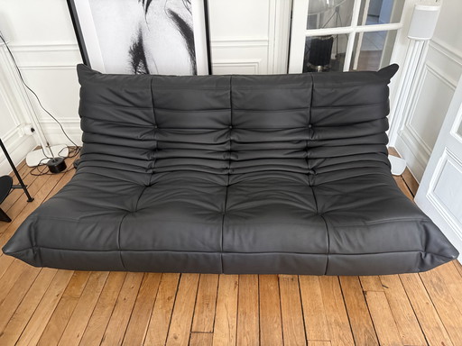 Ligne Roset Togo matzwart kalfslederen set