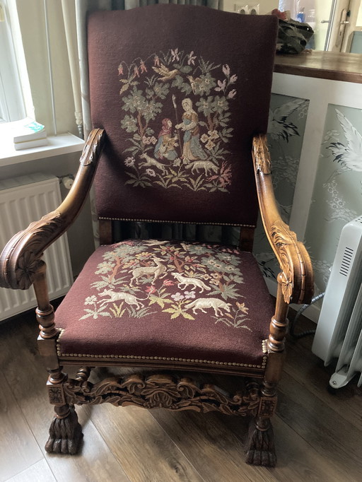 Vintage Geborduurde Stoel