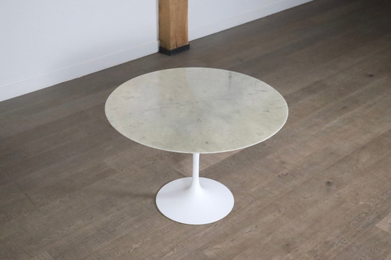 Image 1 of Vintage ronde marmeren tulp eettafel van Eero Saarinen voor Knoll, 1970S